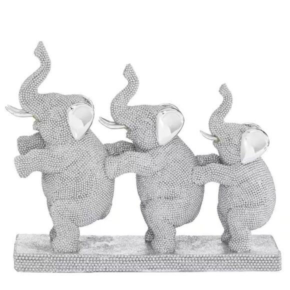 Whimsical Dancing Elephants Conga Chorus Line Sculpture Figurine Statue Decor - Picture 1 of 2